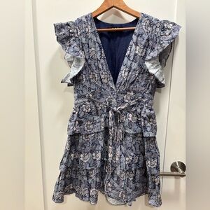 NWOT o.p.t. Floral Ruffle Tiered V-Neck Mini Dress